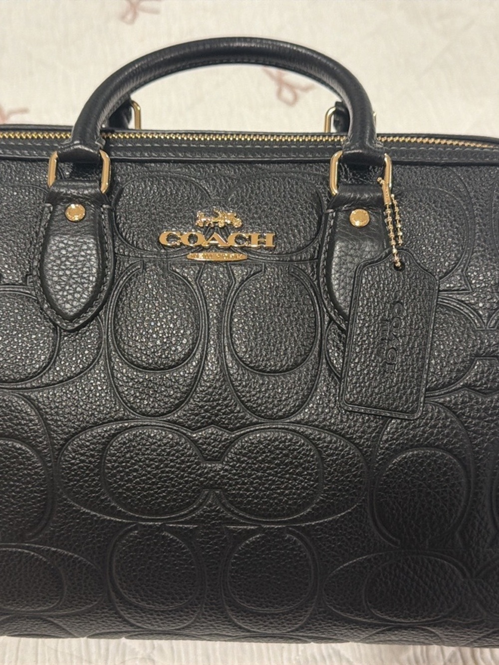 Coach Black Pebbled Signature Satchel with Gold Hardware